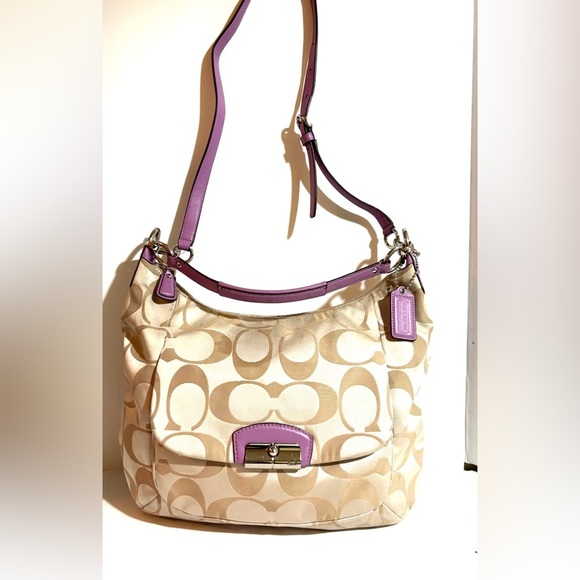 Coach CC signature print Beige and purple Shoulder Bag crossbody handbag - Picture 10 of 10